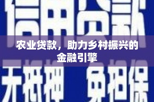 确山农业贷款，助力乡村振兴的金融引擎
