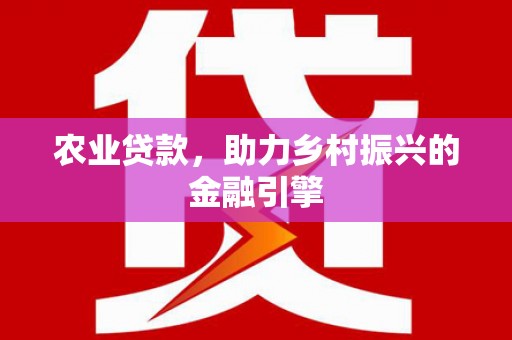 确山农业贷款，助力乡村振兴的金融引擎