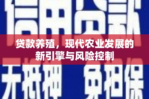 确山贷款养殖，现代农业发展的新引擎与风险控制