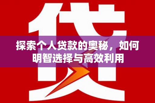 确山探索个人贷款的奥秘，如何明智选择与高效利用