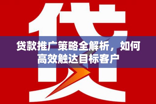 确山贷款推广策略全解析，如何高效触达目标客户
