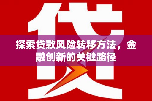 确山探索贷款风险转移方法，金融创新的关键路径