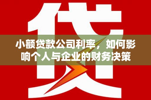 确山小额贷款公司利率，如何影响个人与企业的财务决策