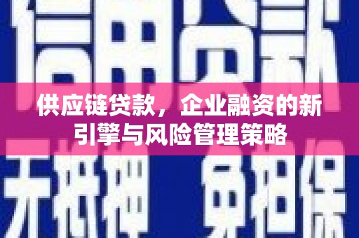 确山供应链贷款，企业融资的新引擎与风险管理策略