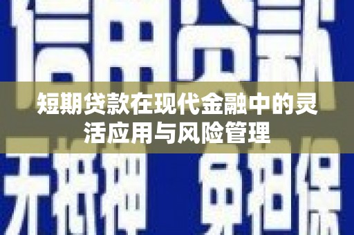 确山短期贷款在现代金融中的灵活应用与风险管理